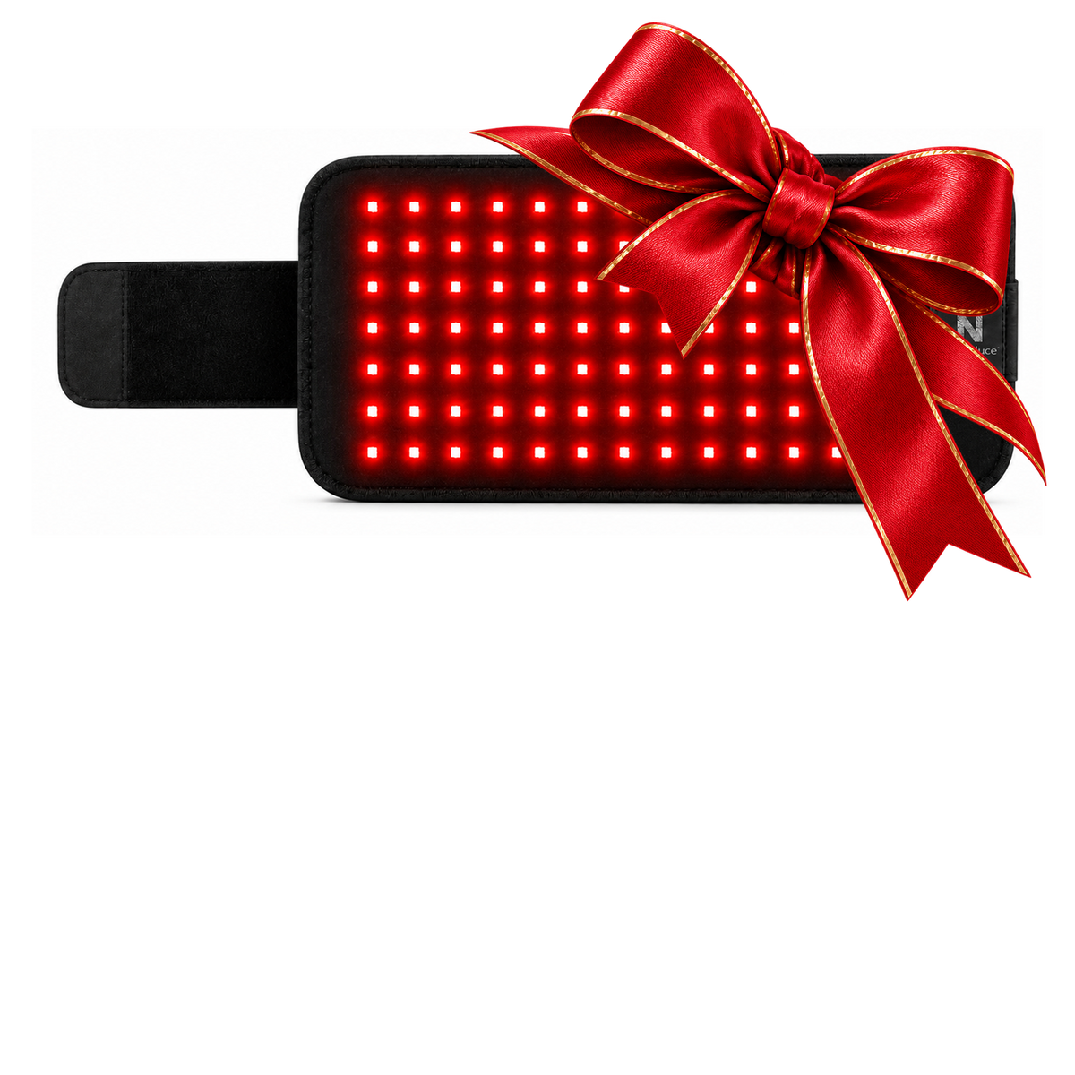 Nuovaluce Red Infrared Light Heating Pad with red and gold holiday bow