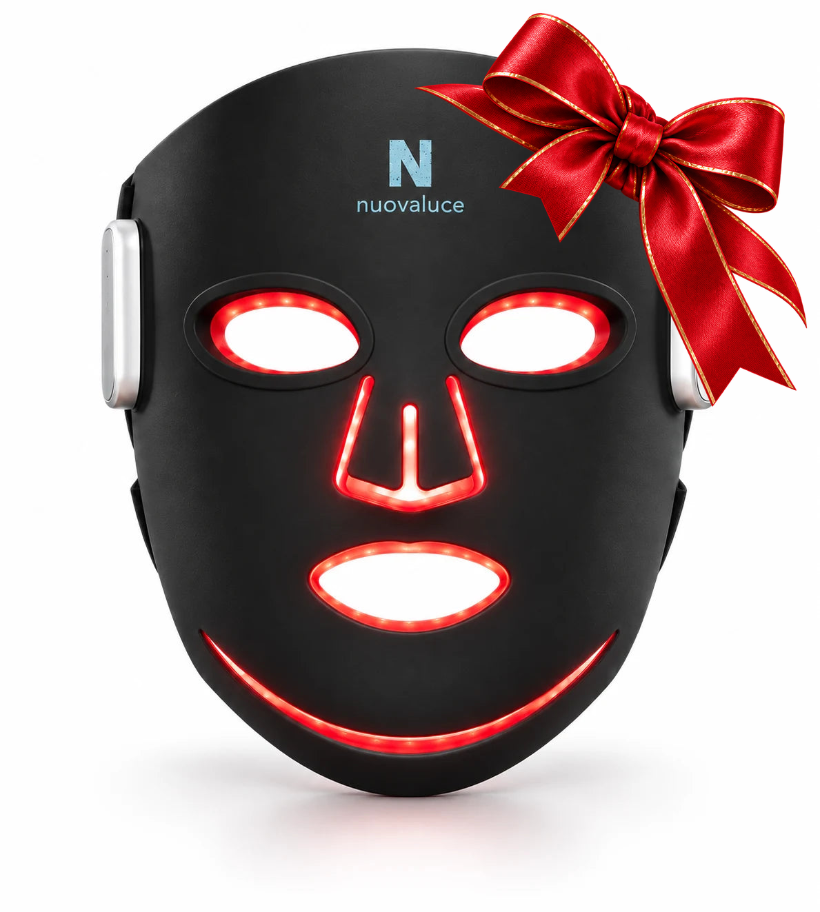 Nuovaluce LED Max Light Therapy Face Mask with red and gold holiday bow