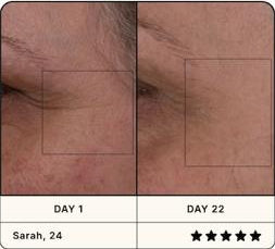 Verified user result card Sarah, day 1 to day 22
