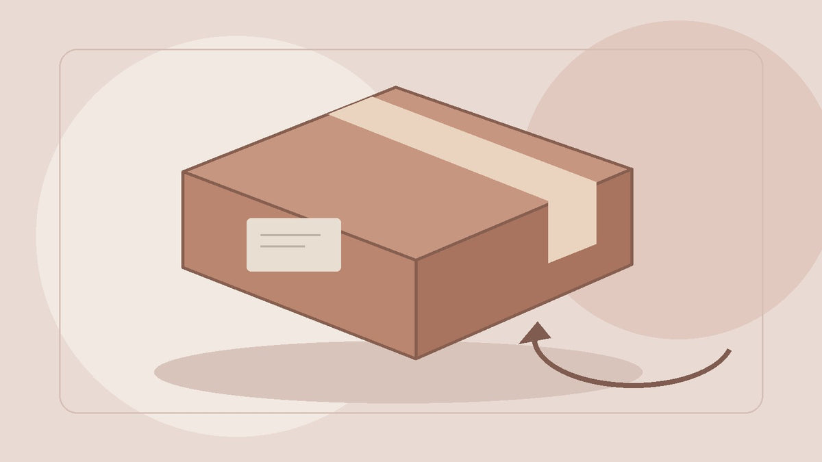Illustration of a shipping parcel and return arrow