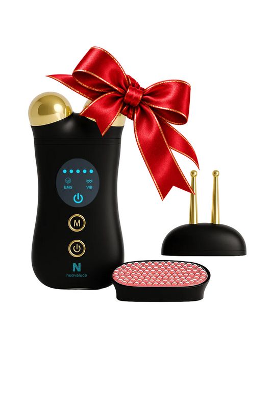 Nuovaluce Anti Aging Max Device with red and gold holiday bow